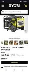 Ryobi inverter generator 6500 starting watts 5500 running watts