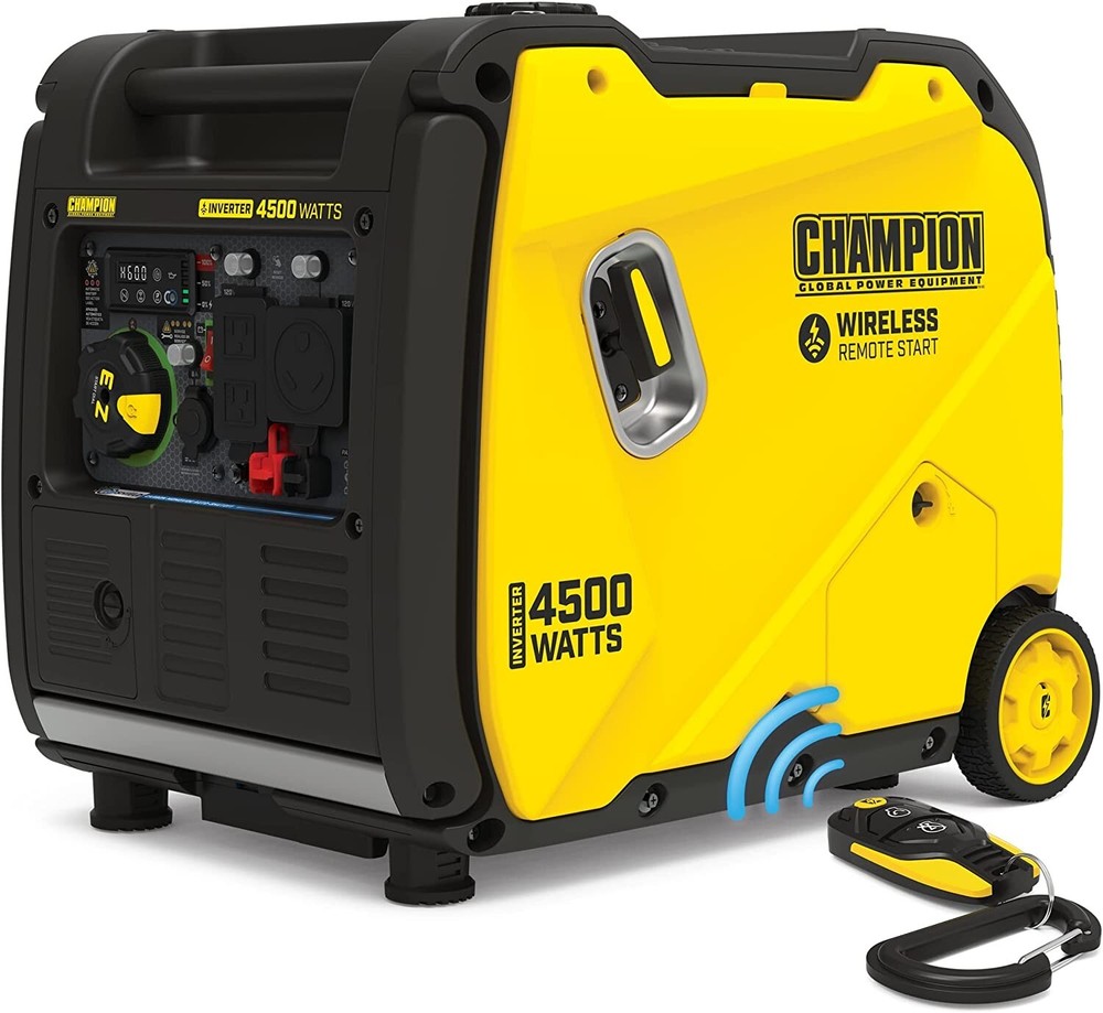 Champion 4500-W Portable Gas Powered Inverter Generator, Remote Start, CO Shield