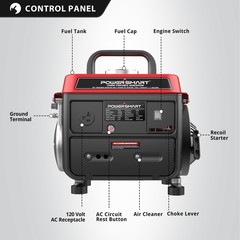 PowerSmart Gas Generator 1200W, 5H Runtime, 120 AC & 12V DC Output, Lightweight