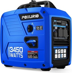 Portable Inverter Generator 3450W Gas-Powered 14H Run Quiet EPA Blue
