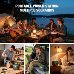 Portable Power Station 300W, GRECELL 288Wh Solar Generator with 330W, Green