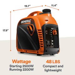 Generac 2500 -Watt Single Fuel (Gasoline) Inverter Generator NO SHIP TO CALIFORN