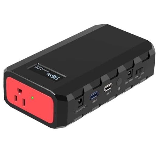 24000mAh Portable Power Bank with AC Outlet, 88.8Wh Portable Black and Red