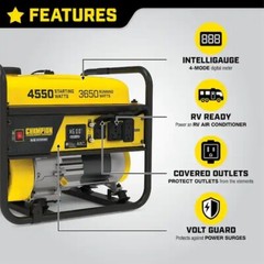 4550Watt recoil start gaslinepowered rv ready portable generator with Co Shield.