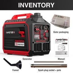 3800W Gasoline Generator, Portable Inverter, CO Safety Monitor, Low Noise