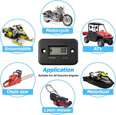 Contador horas inductivo motor gas IP68 temp coche de tractor ATV negro