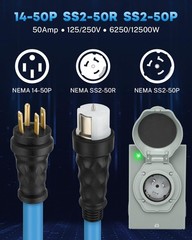 Cooltop 50 Amp Generator Cord And Power Inlet Kit 15Ft Extension Cable Stw