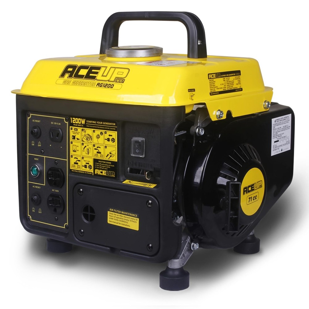 Aceup Energy 1200W Ultralight Portable Gas Generator, EPA & CARB Compliant 1000W