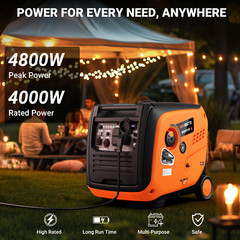 Efurden Portable Inverter Generator Gas Quiet Generator 4800W Emergency Power