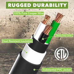 Generator Extension Cord 25 Ft 3 Prong Power Cable 10 3 30 Amp Adapter Plug New