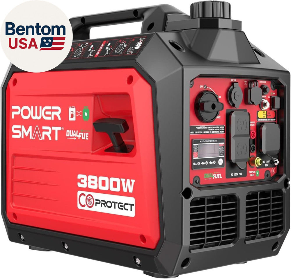 3800-Watt Portable Inverter Generator with Dual Fuel, CO Protect, 30 Amp for RV,