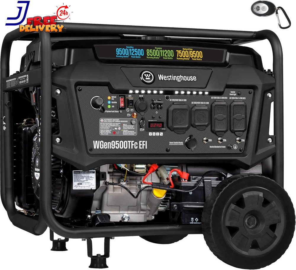 12500 Peak Watt EFI Tri-Fuel Home Backup Portable Generator Remote Electric Star