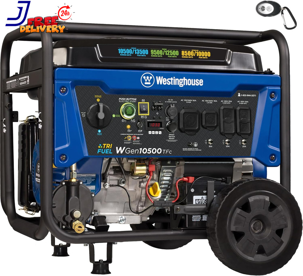 13500 Peak Watt Tri-Fuel Home Backup Portable Generator Remote Electric Start