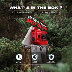 220W Portable Power Inverter for Milwaukee 18V Battery, AC 110V, USB & LED Light