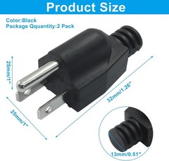 2 Pack Neutral Ground Bonding Plug RV Inverter Generator Open Ground Error Black