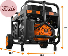 WEN 4750W Dual Fuel Portable Generator Electric Start Wheel Kit 120V 240V
