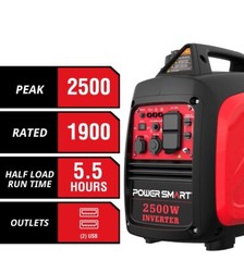 PowerSmart 2500W Portable Inverter Gas Generator Super Quiet Low Oil Shutdown