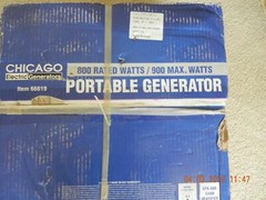 GENERATOR-CHICAGO ELECTRIC Portable Generator 2HP 800/900W 5 Hour Run Time- NEW