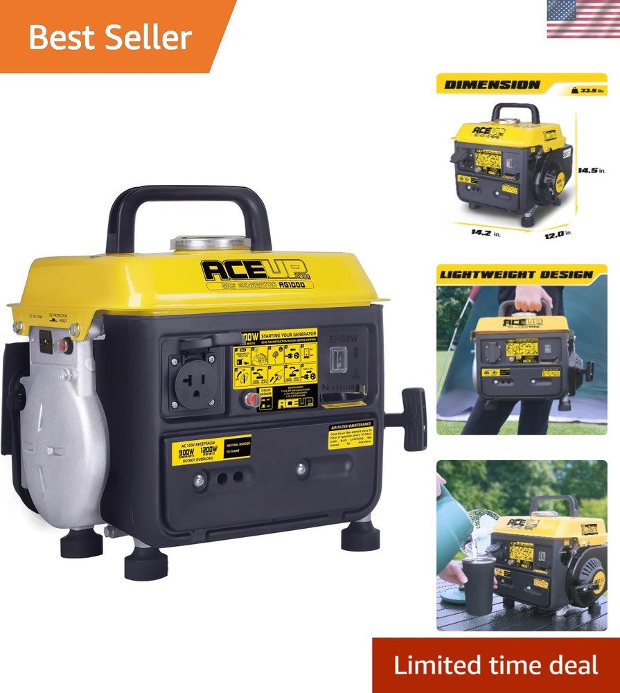 1,200W Gas-Powered Generator, Small Portable Generator Camping Ultralight, EP…