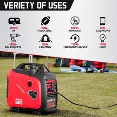 PowerSmart 2500W Inverter Portable Gas Generator, 120V, CO Detect, Outdoor Use