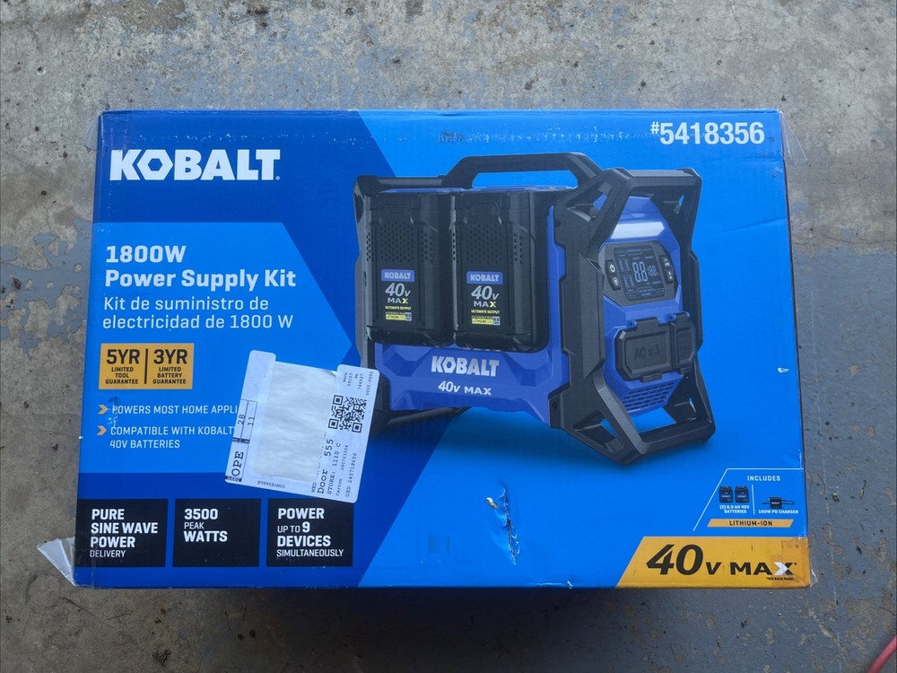 Kobalt 40 V MAX generator 1800 W Power Supply Kit BRAND NEW