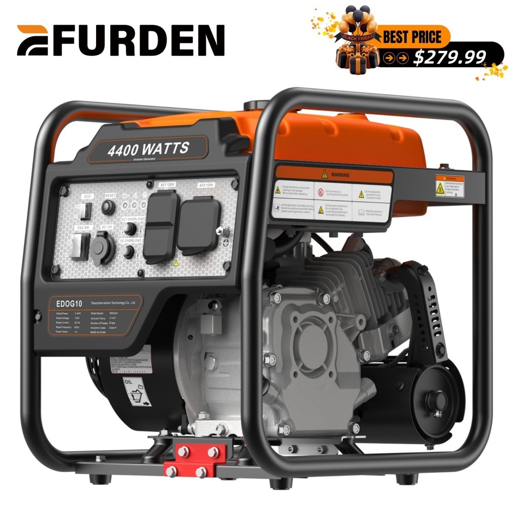 Efurden Portable Inverter Generator 4400W Gas Powered Generator Outdoor Home