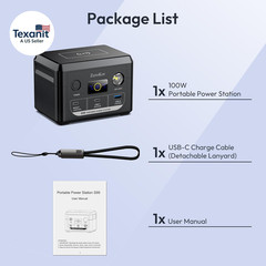 100W Portable Power Station, 96Wh Small Generator 30000Mah Lifepo4 Battery with