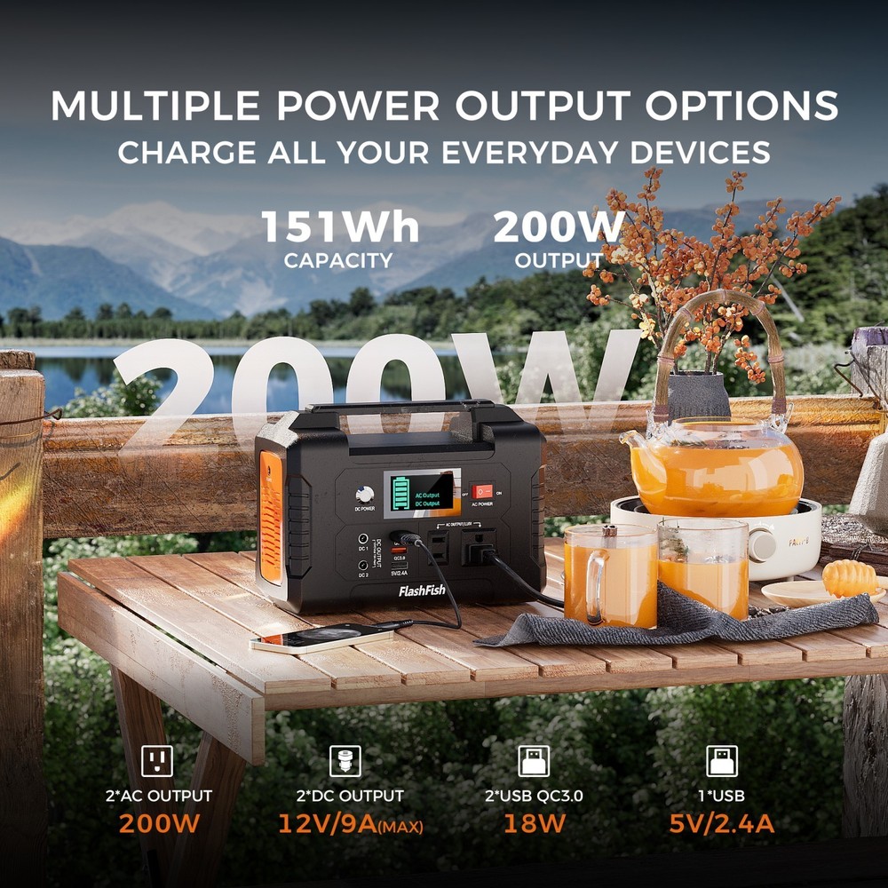 200W 151Wh Battery Power Generator Portable Power Station for Outdoor Travels