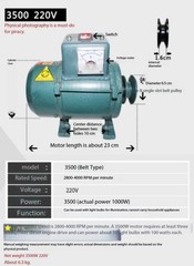 Belt-driven 220V Diesel Engine 1000W Lighting Generator with Small Engine