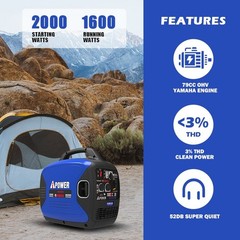 A-iPower 2000 Watt Portable Inverter Generator Powered By Yamaha Engine