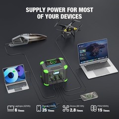 Portable Power Station 300W, 288Wh Lithium Battery, 60W Fast Green