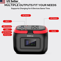 ENOFLO Portable Power Station, 97.68Wh Solar Generator, Lithium Red-Black