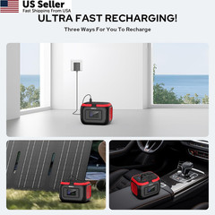 ENOFLO Portable Power Station, 97.68Wh Solar Generator, Lithium Red-Black