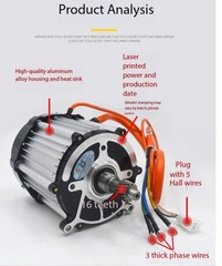 Electric Tricycle 48V 60V 72V 1500W High Speed Brushless Differential Motor