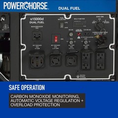 Powerhorse Dual Fuel Generator, 15,000 Surge Watts, 12,000 Rated Watts, CO