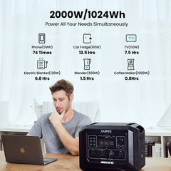 OUPES 1024Wh Mega 1 Portable Power Station 2000W Solar Generator LFP Battery