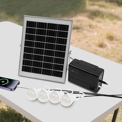 Solar Inverter, Power Generator, Solar Generator with Bulbs & Solar Panel