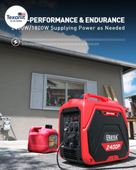 2400W Portable Inverter Generator for Home Use, Super Quiet Small Generator for