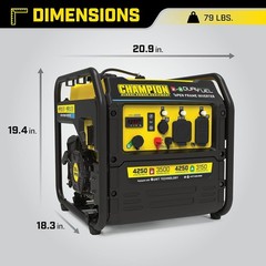 Champion 4,250-W Super Quiet Portable RV Ready Dual Fuel Gas Inverter Generator