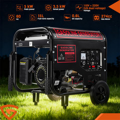 5000W Gas Inverter Generator Electric Start 274cc OHV Engine 110V&220V Volt 60Hz