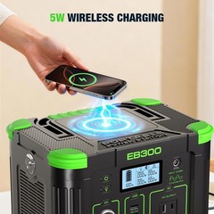 Portable Power Station 300W, 288Wh Lithium Battery, 60W Fast Green