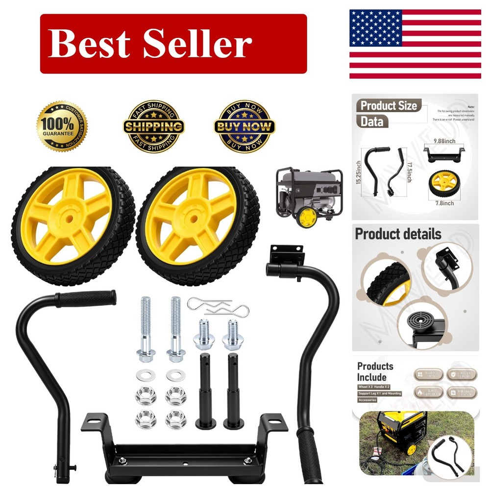 Generator Wheel Kit Folding Handle Never Flat Tires for Champion 2800-5500W+