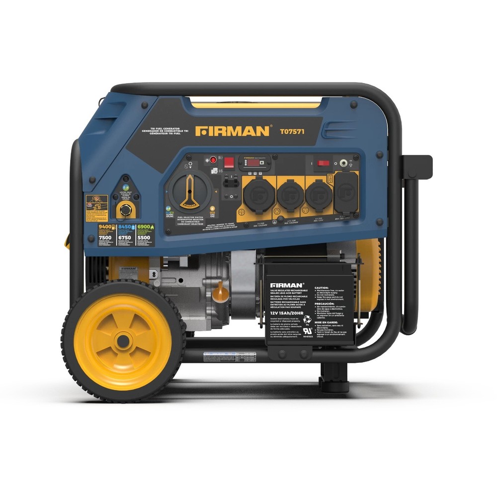 FIRMAN T07571F 9400/7500W Tri Fuel Electric Start Portable Generator 50A