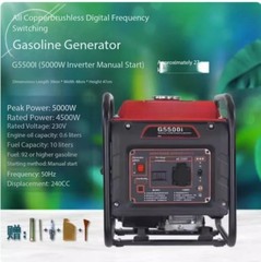 Small 220V AC Portable Gas Generator for Home and Commercial Use, High Power
