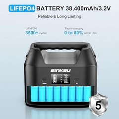 Portable Power Station 122.8Wh, LiFePO4 Battery Solar Generator for 150W Black