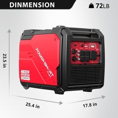 Power Smart 4,800-Watt Super Quiet Portable Gas Inverter Generator, CO Sensor