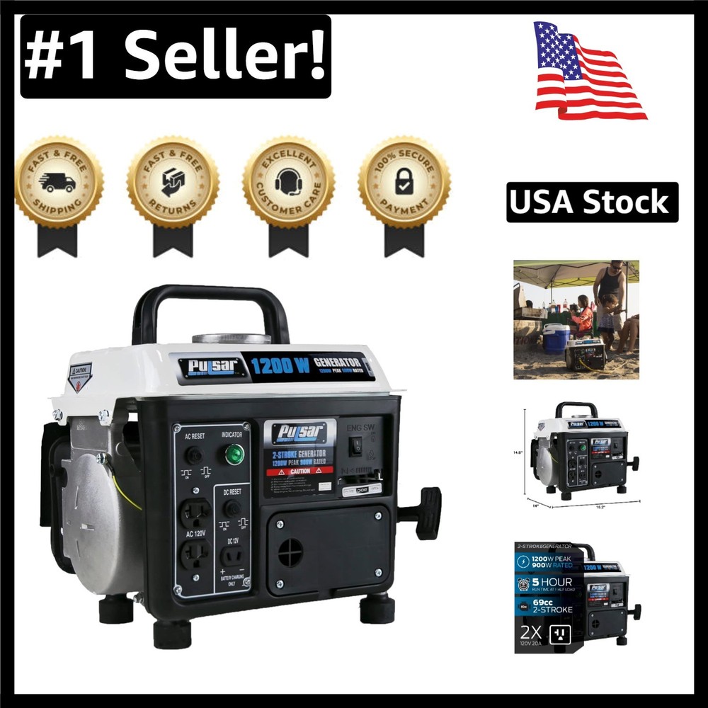 1,200W Portable Gas-Powered Generator – Perfect for Camping & Outdoor Adventures