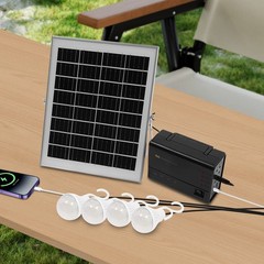 Solar Inverter, Power Generator, Solar Generator with Bulbs & Solar Panel