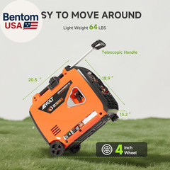 Dual Fuel Inverter Generator 4300W with Wheel Kit, Portable Generator 3-Way Remo