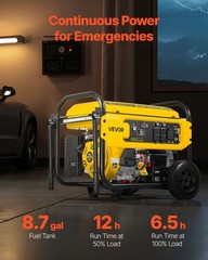 420cc Gas Generator: 9625W Peak, 7000W Run, CO Safety, AVR, Wheels & Fold Handle